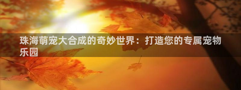 沐鸣科技有限公司：珠海萌宠大合成的奇妙世